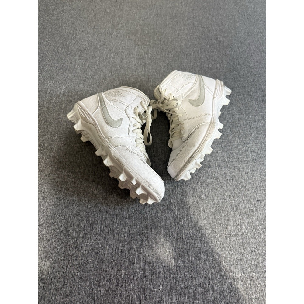 Jordan 1 TD Cleat Mid Grey Fog FJ6805-101 Nike Football Cleat White Sz 10.5